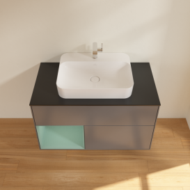 Тумба под раковину Villeroy & Boch Finion 100х50,1 см с подсветкой МДФ антрацит матовый лак/стекло черное матовое G362GMGK