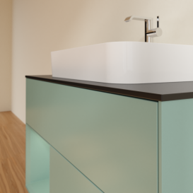 Тумба под раковину Villeroy & Boch Finion 100х50,1 см с подсветкой МДФ оливковый матовый лак/стекло черное матовое G362GMGM