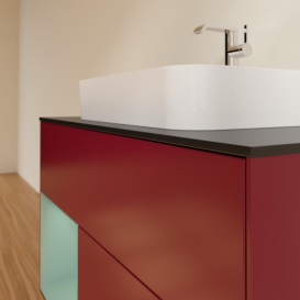 Тумба под раковину Villeroy & Boch Finion 100х50,1 см с подсветкой МДФ пион матовый лак/стекло черное матовое G362GMHB