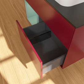 Тумба под раковину Villeroy & Boch Finion 100х50,1 см с подсветкой МДФ пион матовый лак/стекло черное матовое G362GMHB