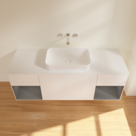 Тумба под раковину Villeroy & Boch Finion 160х50,1 см с подсветкой МДФ белый матовый лак/стекло белое матовое F741GKMT