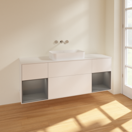 Тумба под раковину Villeroy & Boch Finion 160х50,1 см с подсветкой МДФ белый матовый лак/стекло белое матовое F741GKMT