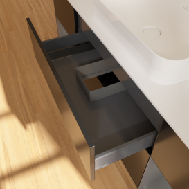 Тумба под раковину Villeroy & Boch Finion 160х50,1 см с подсветкой МДФ черный матовый лак/стекло белое матовое F741GKPD