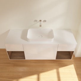 Тумба под раковину Villeroy & Boch Finion 160х50,1 см с подсветкой МДФ глянцевый белый лак/стекло белое матовое F741GNGF