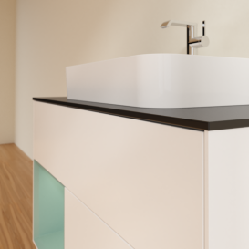 Тумба под раковину Villeroy & Boch Finion 100х50,1 см с подсветкой МДФ белый матовый лак/стекло черное матовое G362GMMT