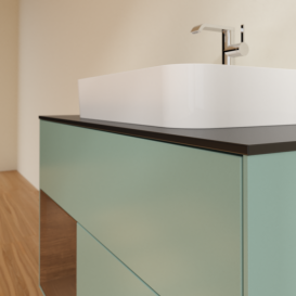 Тумба под раковину Villeroy & Boch Finion 100х50,1 см с подсветкой МДФ оливковый матовый лак/стекло черное матовое G362GNGM