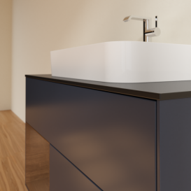 Тумба под раковину Villeroy & Boch Finion 100х50,1 см с подсветкой МДФ темно-синий матовый лак/стекло черное матовое G362GNHG