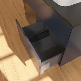 Тумба под раковину Villeroy & Boch Finion 100х50,1 см с подсветкой МДФ темно-синий матовый лак/стекло черное матовое G362GNHG