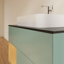 Тумба под раковину Villeroy & Boch Finion 100х50,1 см с подсветкой МДФ оливковый матовый лак/стекло черное матовое G362HFGM