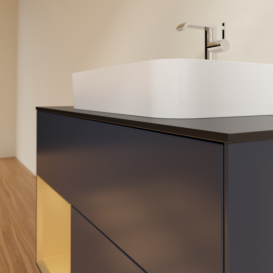 Тумба под раковину Villeroy & Boch Finion 100х50,1 см с подсветкой МДФ темно-синий матовый лак/стекло черное матовое G362HFHG