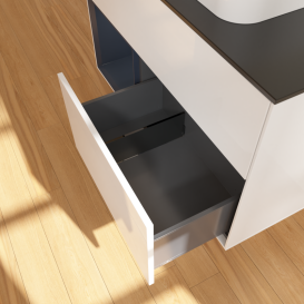 Тумба под раковину Villeroy & Boch Finion 100х50,1 см с подсветкой МДФ глянцевый белый лак/стекло черное матовое G362HGGF