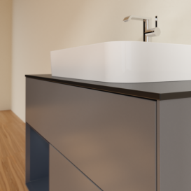 Тумба под раковину Villeroy & Boch Finion 100х50,1 см с подсветкой МДФ антрацит матовый лак/стекло черное матовое G362HGGK