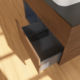 Тумба под раковину Villeroy & Boch Finion 100х50,1 см с подсветкой МДФ шпон грецкого ореха/стекло черное матовое G362HGGN