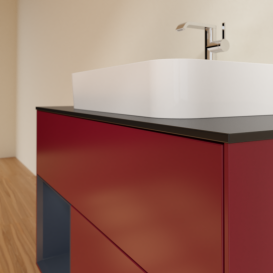 Тумба под раковину Villeroy & Boch Finion 100х50,1 см с подсветкой МДФ пион матовый лак/стекло черное матовое G362HGHB