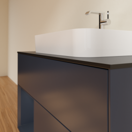 Тумба под раковину Villeroy & Boch Finion 100х50,1 см с подсветкой МДФ темно-синий матовый лак/стекло черное матовое G362HGHG