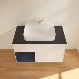 Тумба под раковину Villeroy & Boch Finion 100х50,1 см с подсветкой МДФ белый матовый лак/стекло черное матовое G362HGMT