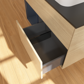 Тумба под раковину Villeroy & Boch Finion 100х50,1 см с подсветкой МДФ шпон дуба/стекло черное матовое G362HGPC