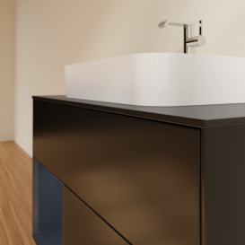 Тумба под раковину Villeroy & Boch Finion 100х50,1 см с подсветкой МДФ черный матовый лак/стекло черное матовое G362HGPD