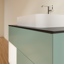 Тумба под раковину Villeroy & Boch Finion 100х50,1 см с подсветкой МДФ оливковый матовый лак/стекло черное матовое G362MTGM