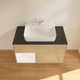 Тумба под раковину Villeroy & Boch Finion 100х50,1 см с подсветкой МДФ шпон дуба/стекло черное матовое  G362MTPC