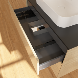 Тумба под раковину Villeroy & Boch Finion 100х50,1 см с подсветкой МДФ шпон дуба/стекло черное матовое  G362MTPC