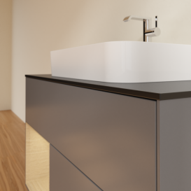 Тумба под раковину Villeroy & Boch Finion 100х50,1 см с подсветкой МДФ антрацит матовый лак/стекло черное матовое G362PCGK