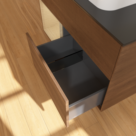 Тумба под раковину Villeroy & Boch Finion 100х50,1 см с подсветкой МДФ шпон грецкого ореха/стекло черное матовое G362PCGN