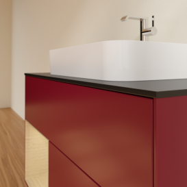 Тумба под раковину Villeroy & Boch Finion 100х50,1 см с подсветкой МДФ пион матовый лак/стекло черное матовое G362PCHB