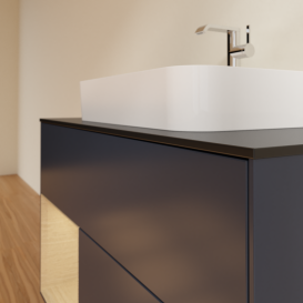 Тумба под раковину Villeroy & Boch Finion 100х50,1 см с подсветкой МДФ темно-синий матовый лак/стекло черное матовое G362PCHG
