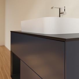 Тумба под раковину Villeroy & Boch Finion 100х50,1 см с подсветкой МДФ темно-синий матовый лак/стекло черное матовое G362PDHG
