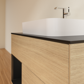 Тумба под раковину Villeroy & Boch Finion 100х50,1 см с подсветкой МДФ шпон дуба/стекло черное матовое G362PDPC