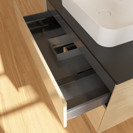 Тумба под раковину Villeroy & Boch Finion 100х50,1 см с подсветкой МДФ шпон дуба/стекло черное матовое G362PDPC