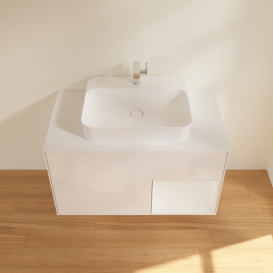 Тумба під раковину Villeroy & Boch Finion 100х50,1 см з підсвіткою МДФ білий глянцевий лак/скло біле матове F371GFGF