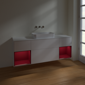 Тумба под раковину Villeroy & Boch Finion 160х50,1 см с подсветкой МДФ белый матовый лак/стекло белое матовое F741HBMT