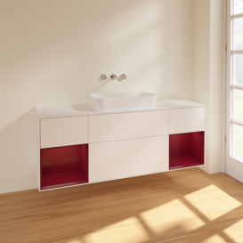 Тумба под раковину Villeroy & Boch Finion 160х50,1 см с подсветкой МДФ белый матовый лак/стекло белое матовое F741HBMT