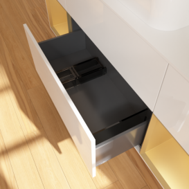 Тумба под раковину Villeroy & Boch Finion 160х50,1 см с подсветкой МДФ глянцевый белый лак/стекло белое матовое F741HFGF