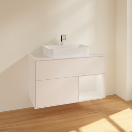 Тумба под раковину Villeroy & Boch Finion 100х50,1 см с подсветкой МДФ белый матовый лак/стекло белое матовое F371GFMT