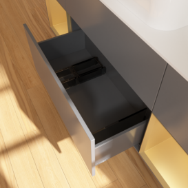 Тумба под раковину Villeroy & Boch Finion 160х50,1 см с подсветкой МДФ антрацит матовый лак/стекло белое матовое F741HFGK