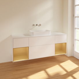 Тумба под раковину Villeroy & Boch Finion 160х50,1 см с подсветкой МДФ белый матовый лак/стекло белое матовое F741HFMT