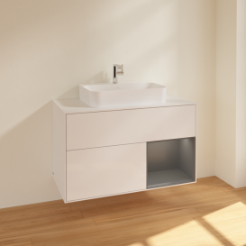 Тумба под раковину Villeroy & Boch Finion 100х50,1 см с подсветкой МДФ глянцевый белый лак/стекло белое матовое F371GKGF