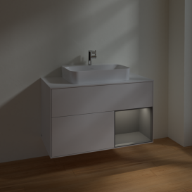 Тумба под раковину Villeroy & Boch Finion 100х50,1 см с подсветкой МДФ глянцевый белый лак/стекло белое матовое F371GKGF