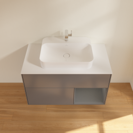 Тумба под раковину Villeroy & Boch Finion 100х50,1 см с подсветкой МДФ антрацит матовый лак/стекло белое матовое F371GKGK