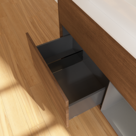 Тумба под раковину Villeroy & Boch Finion 100х50,1 см с подсветкой МДФ шпон грецкого ореха/стекло белое матовое F371GKGN