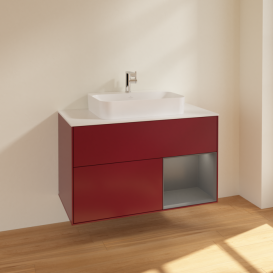 Тумба под раковину Villeroy & Boch Finion 100х50,1 см с подсветкой МДФ пион матовый лак/стекло белое матовое F371GKHB