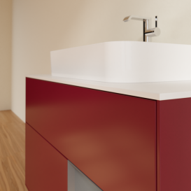 Тумба под раковину Villeroy & Boch Finion 100х50,1 см с подсветкой МДФ пион матовый лак/стекло белое матовое F371GKHB