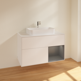 Тумба под раковину Villeroy & Boch Finion 100х50,1 см с подсветкой МДФ белый матовый лак/стекло белое матовое F371GKMT