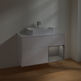 Тумба под раковину Villeroy & Boch Finion 100х50,1 см с подсветкой МДФ белый матовый лак/стекло белое матовое F371GKMT