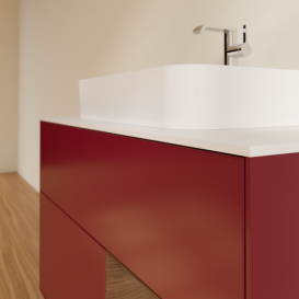 Тумба под раковину Villeroy & Boch Finion 100х50,1 см с подсветкой МДФ пион матовый лак/стекло белое матовое F371GNHB