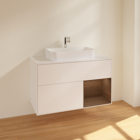 Тумба под раковину Villeroy & Boch Finion 100х50,1 см с подсветкой МДФ белый матовый лак/стекло белое матовое F371GNMT