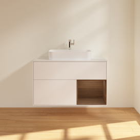 Тумба под раковину Villeroy & Boch Finion 100х50,1 см с подсветкой МДФ белый матовый лак/стекло белое матовое F371GNMT